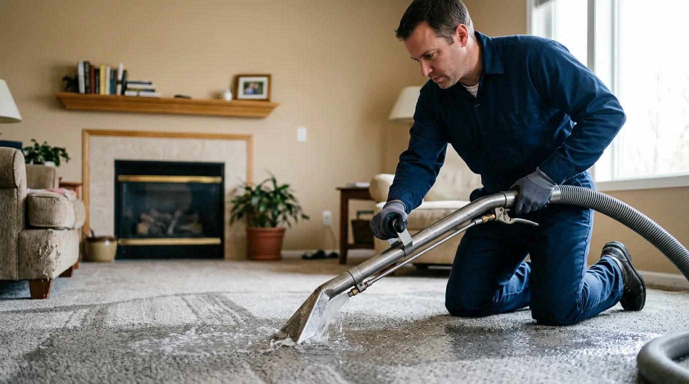 Water damage restoration technician working near Northwood, IA
